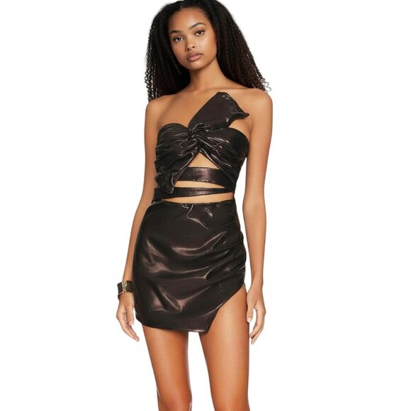 LAMARQUE Karla Mini Dress Brown Metallic NWOT - Size S